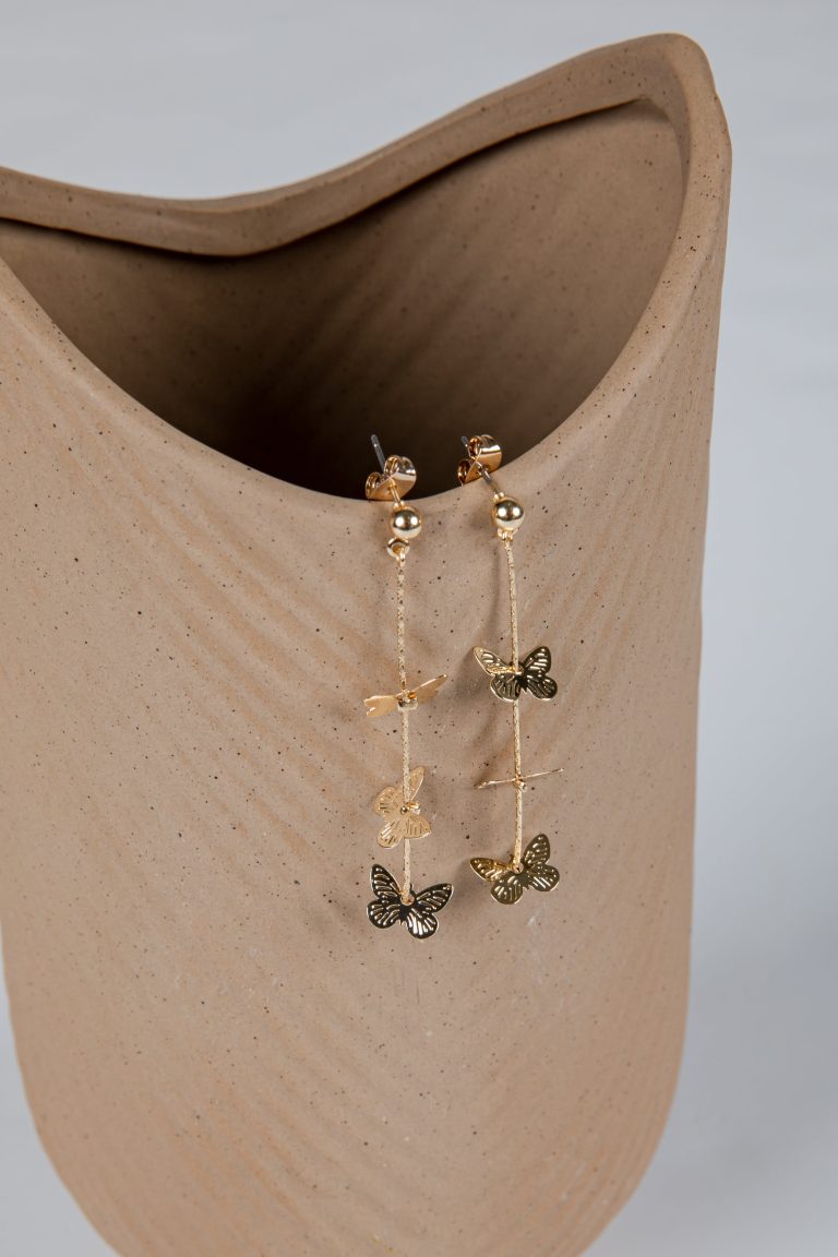Maddie Gold Butterfly Drop Earrings