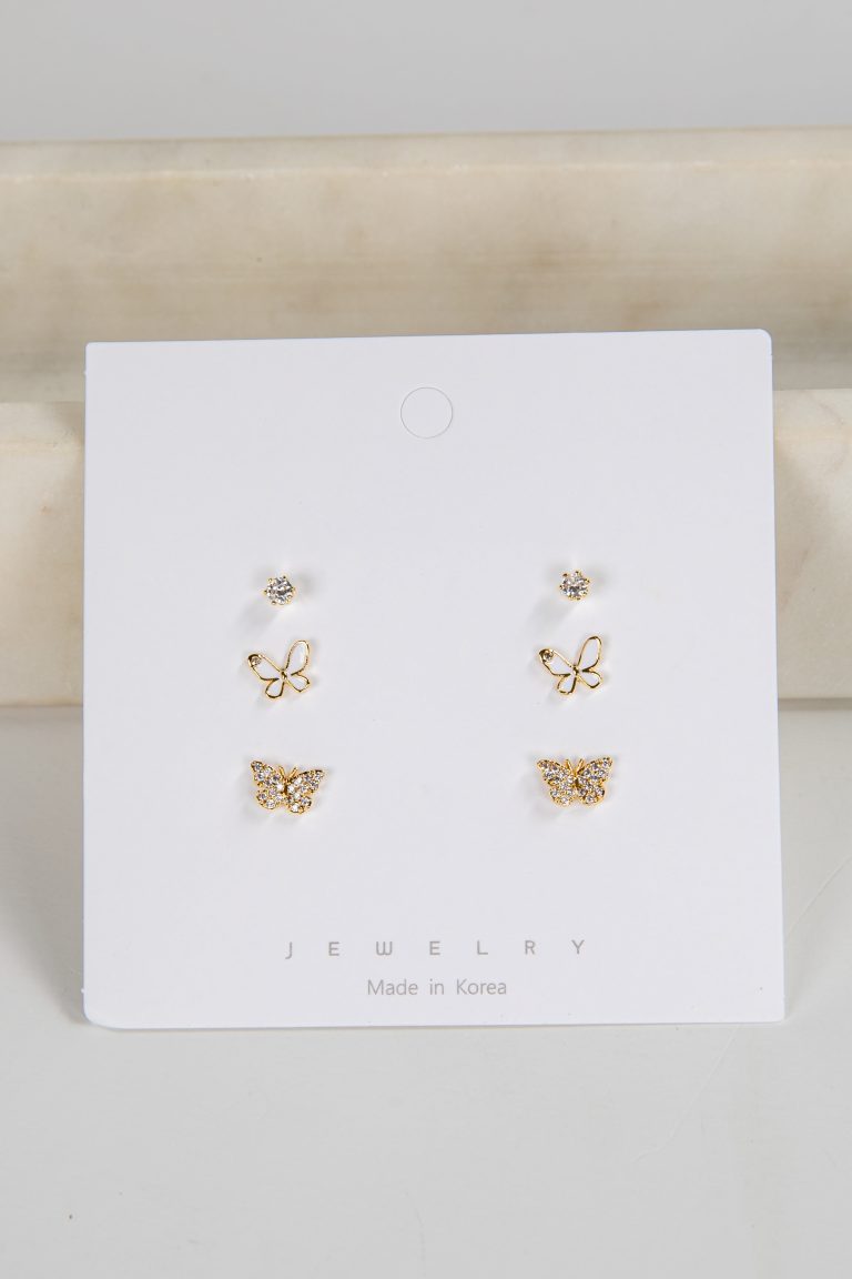Brooke Gold Butterfly Stud Earrings Set