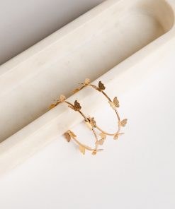 Waverly Gold Butterfly Hoop Earrings