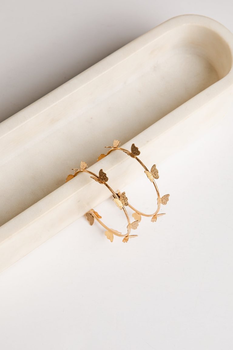 Waverly Gold Butterfly Hoop Earrings
