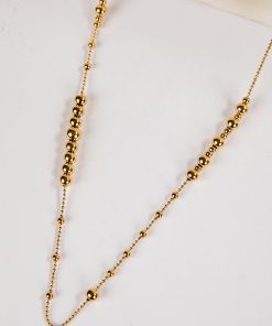 Amber Gold Beaded Chain Necklace