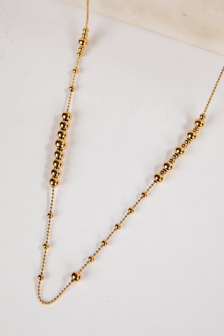 Amber Gold Beaded Chain Necklace