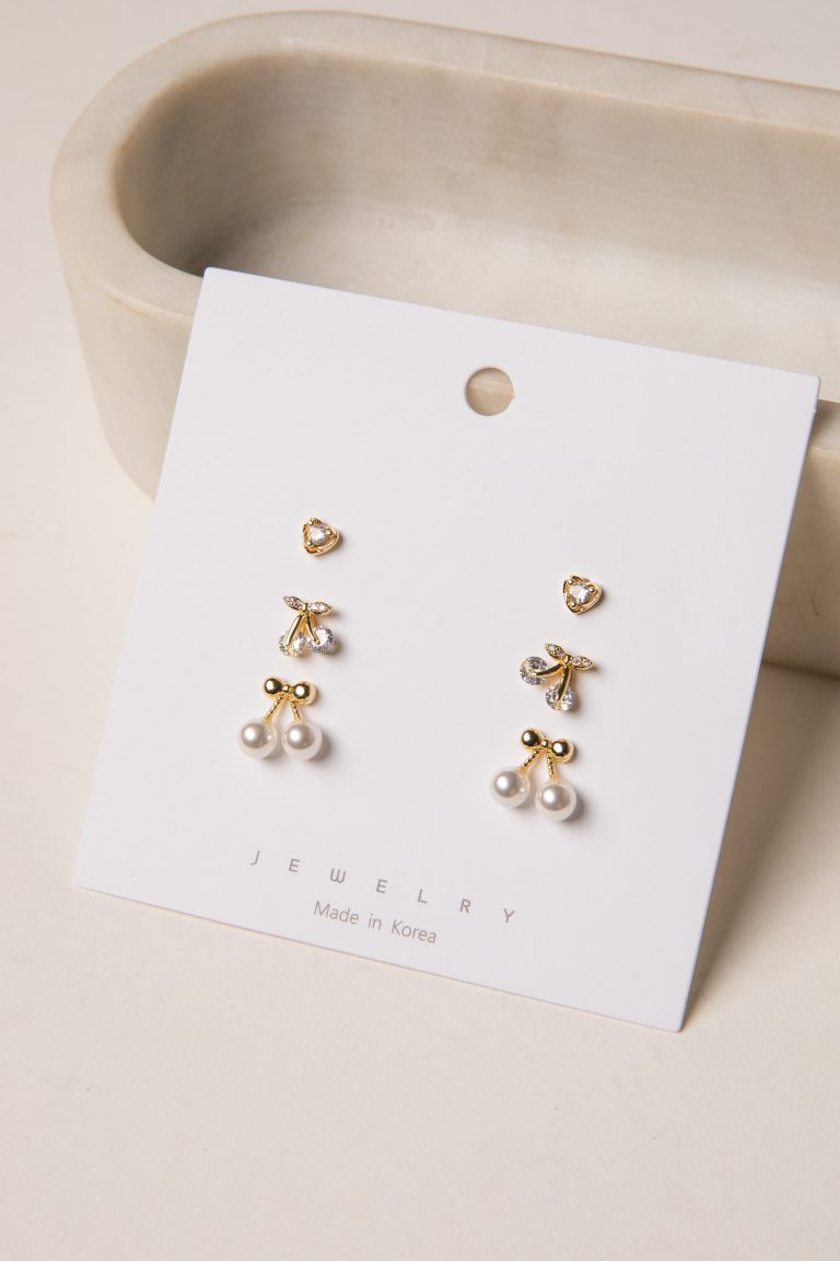 Josie Gold Cherry Stud Earring Set