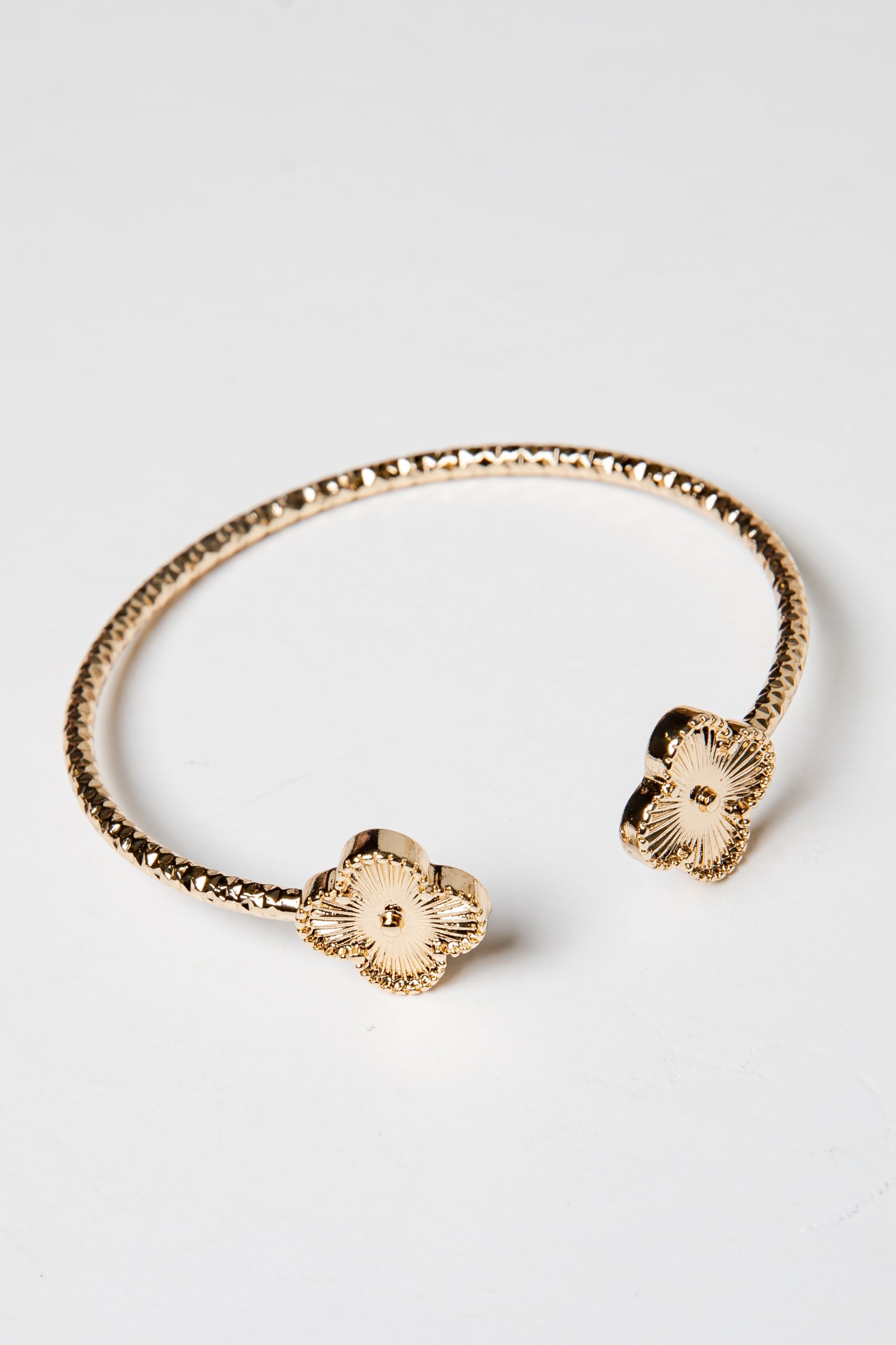 Vienna Golden Quatrefoil Charm Bangle Bracelet Set - Image 3