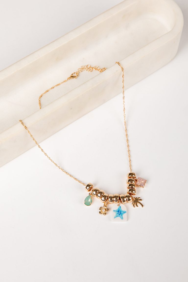 Sierra Charm Cluster Gold Necklace