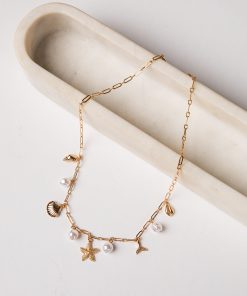 Ashton Coastal Charms Gold Necklace