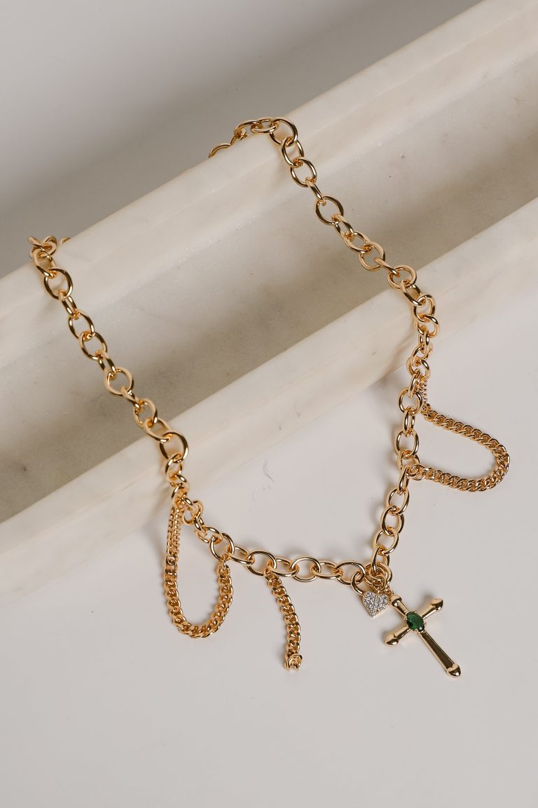 FINAL SALE - Sophie Gold Cross Charm Necklace