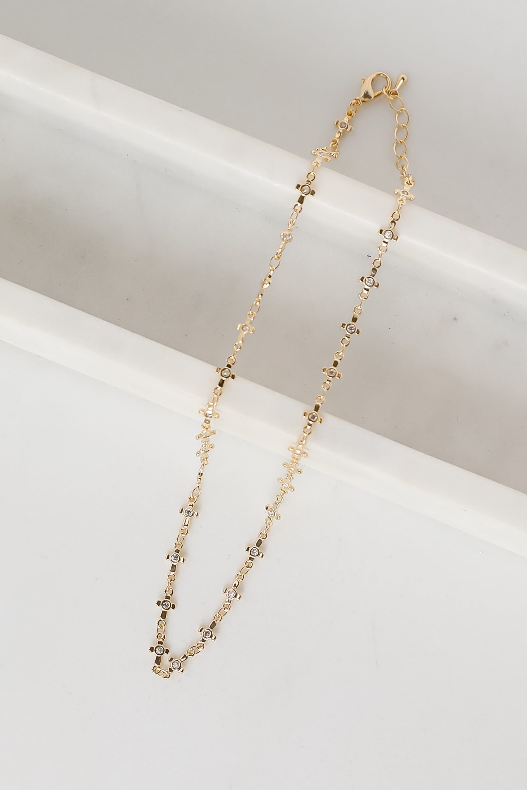 FINAL SALE - Caroline Gold Rhinestone Cross Chain Necklace - Image 2