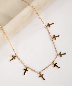 Amy Gold Cross Charm Necklace