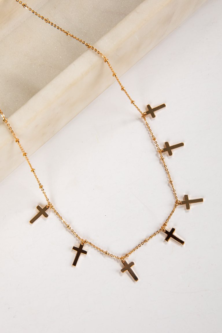 Amy Gold Cross Charm Necklace