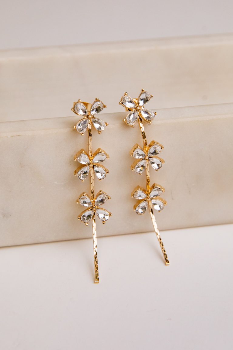 Blakely Bloom Gold Crystal Drop Earrings