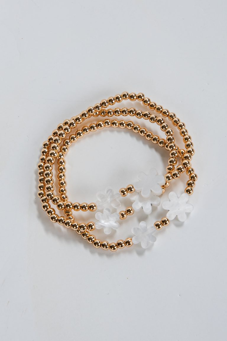 Harlow Gold Flower Beaded Bracelet Set