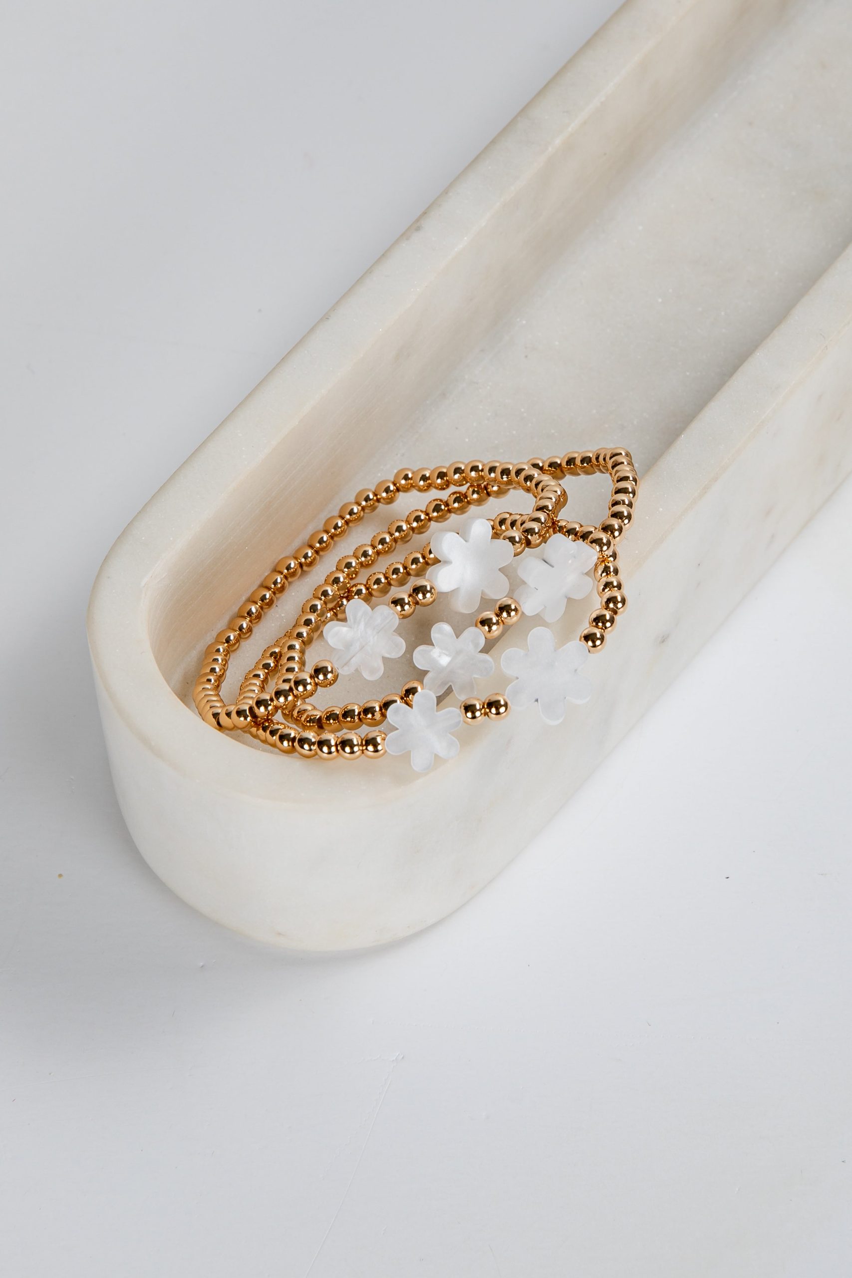 Harlow Gold Flower Beaded Bracelet Set - Image 3
