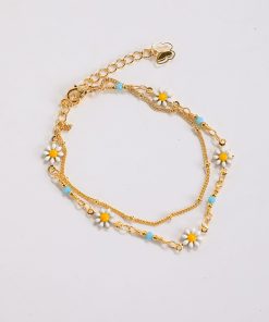 Harper Gold Flower Layered Chain Bracelet