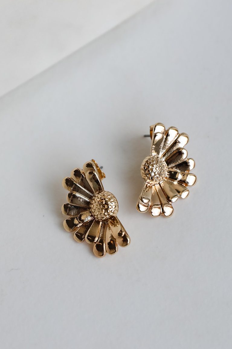 FINAL SALE - Victoria Gold Flower Stud Earrings