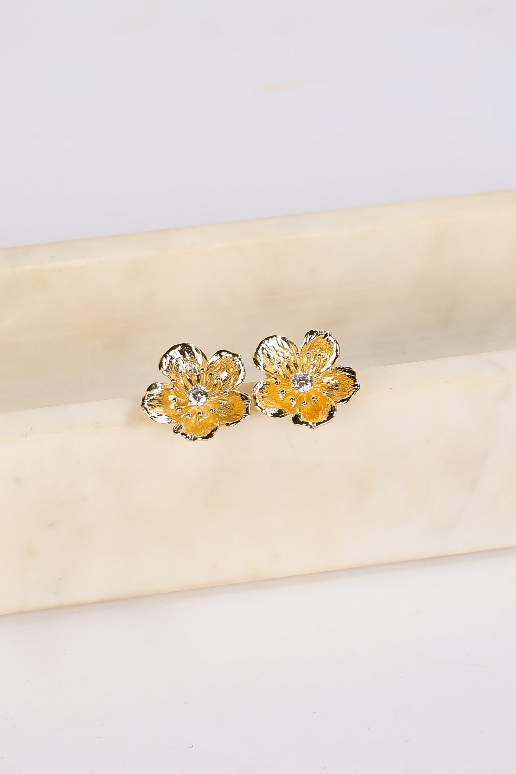 Penelope Gold Flower Stud Earrings - Image 5