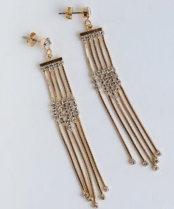 FINAL SALE - Sophie Gold Rhinestone Fringe Earrings