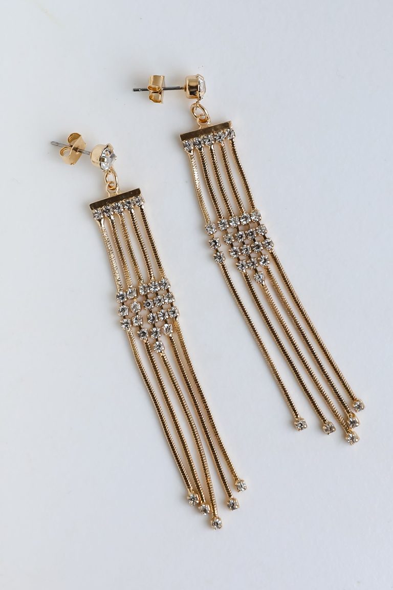 FINAL SALE - Sophie Gold Rhinestone Fringe Earrings