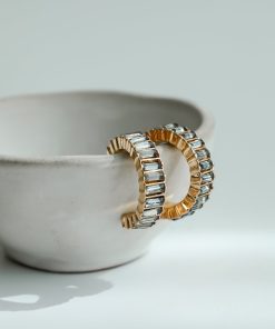 Presley Gold Gemstone Hoop Earrings