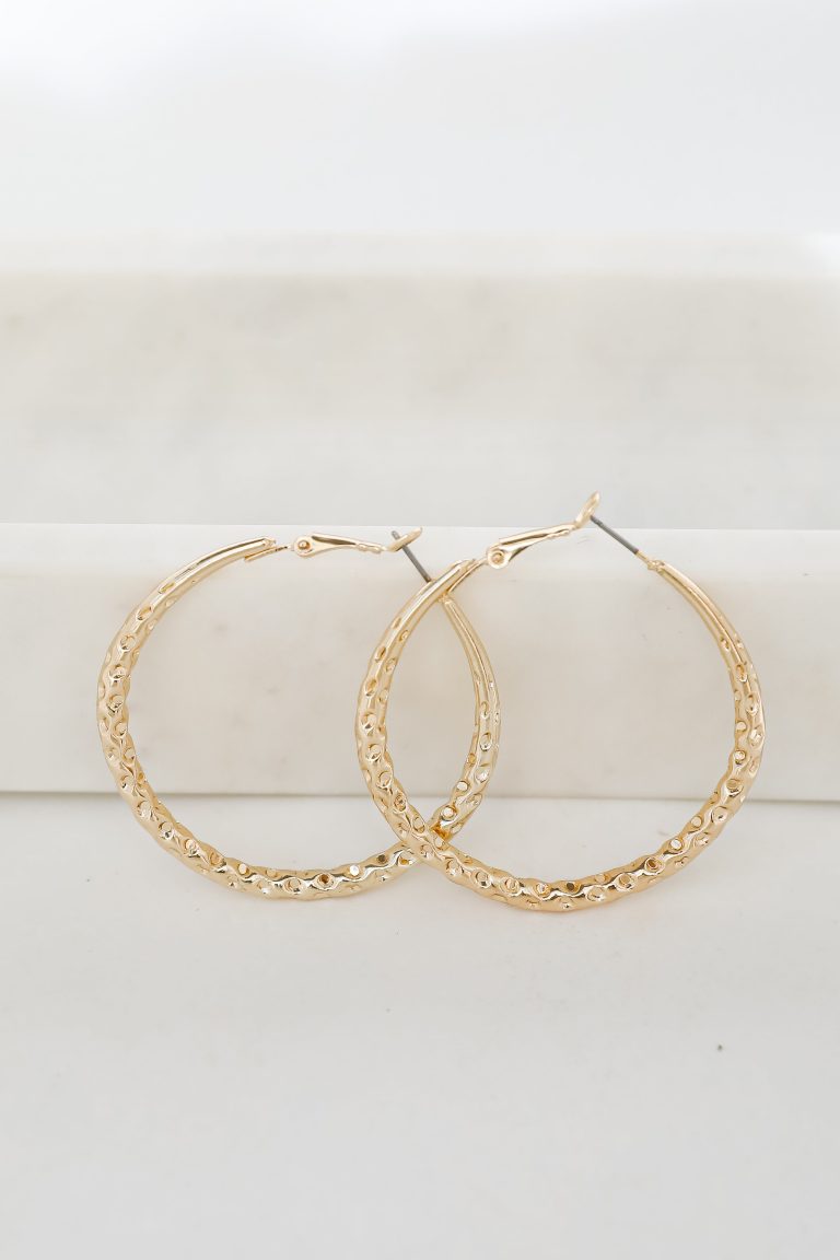 FINAL SALE - Ellie Gold Hammered Hoop Earrings