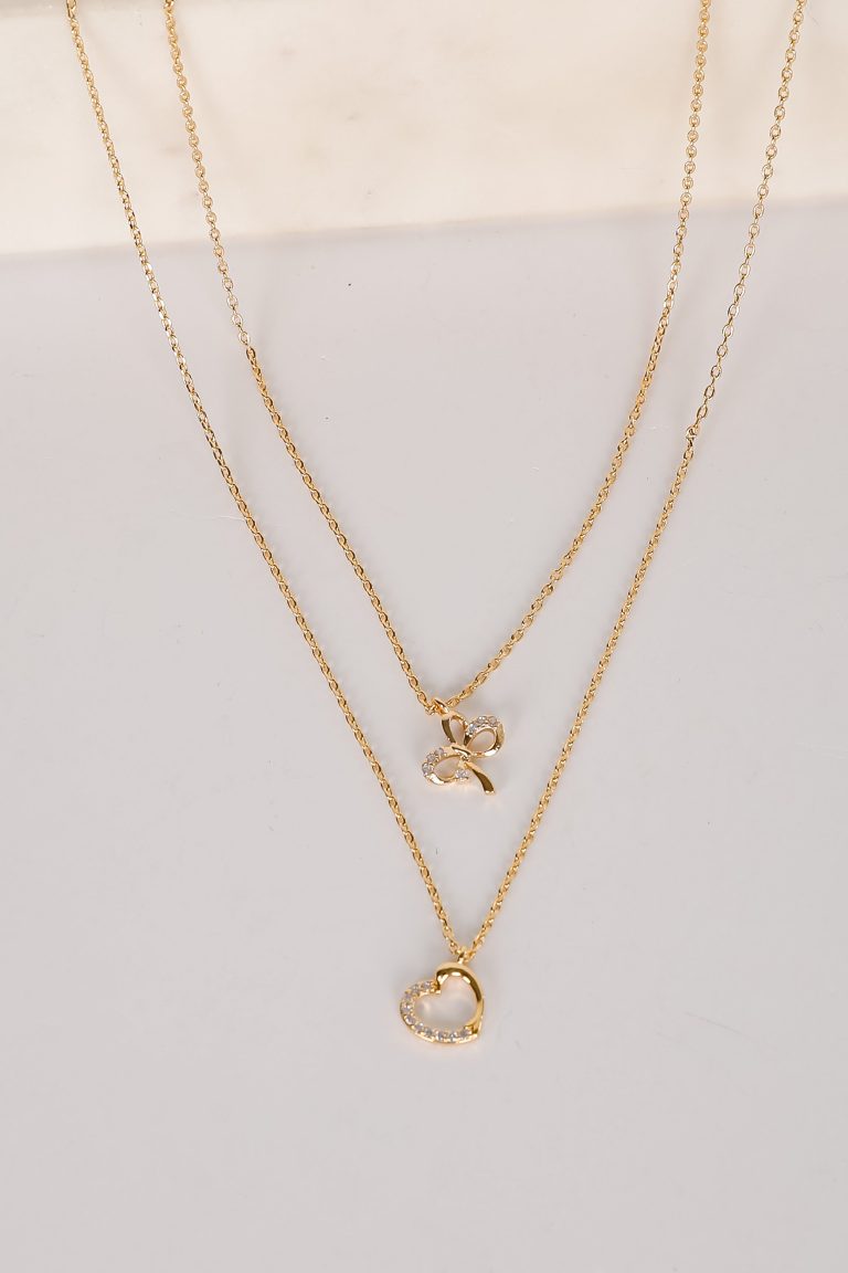 FINAL SALE - Monica Gold Heart Charm Layered Necklace