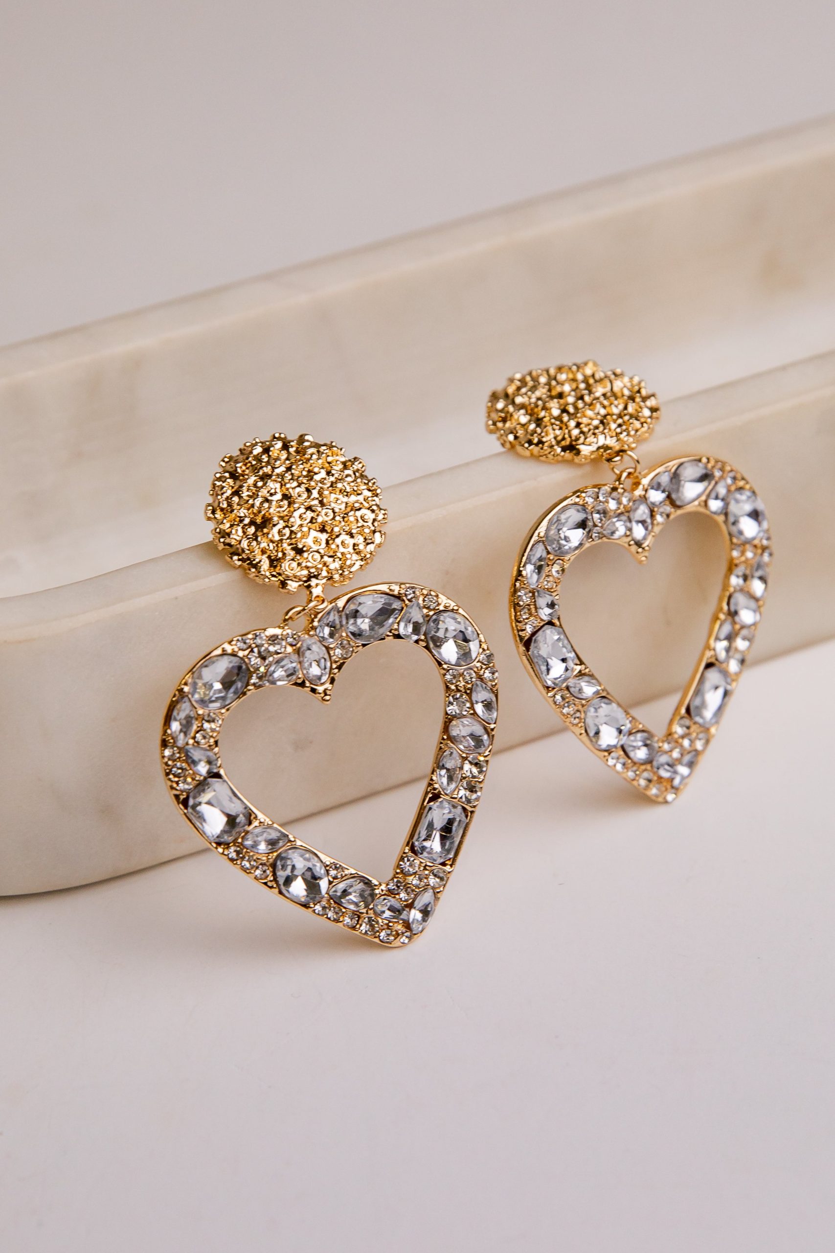 Lennox Heart Gold Drop Earrings - Image 3