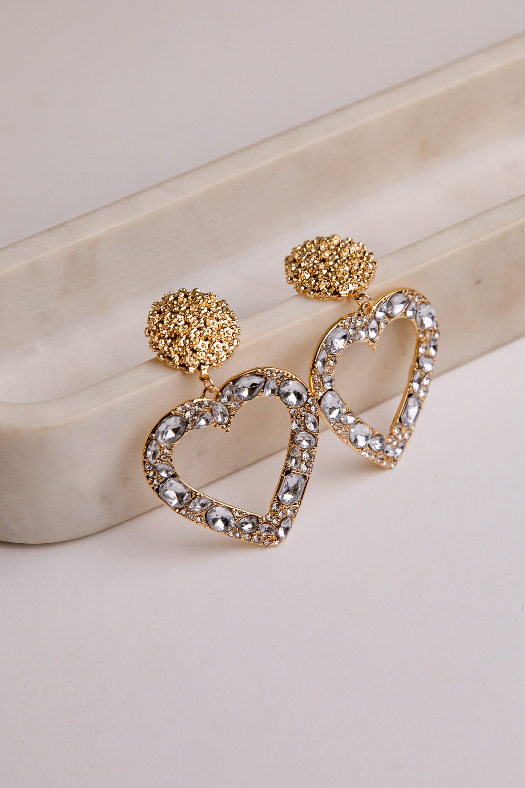 Lennox Heart Gold Drop Earrings