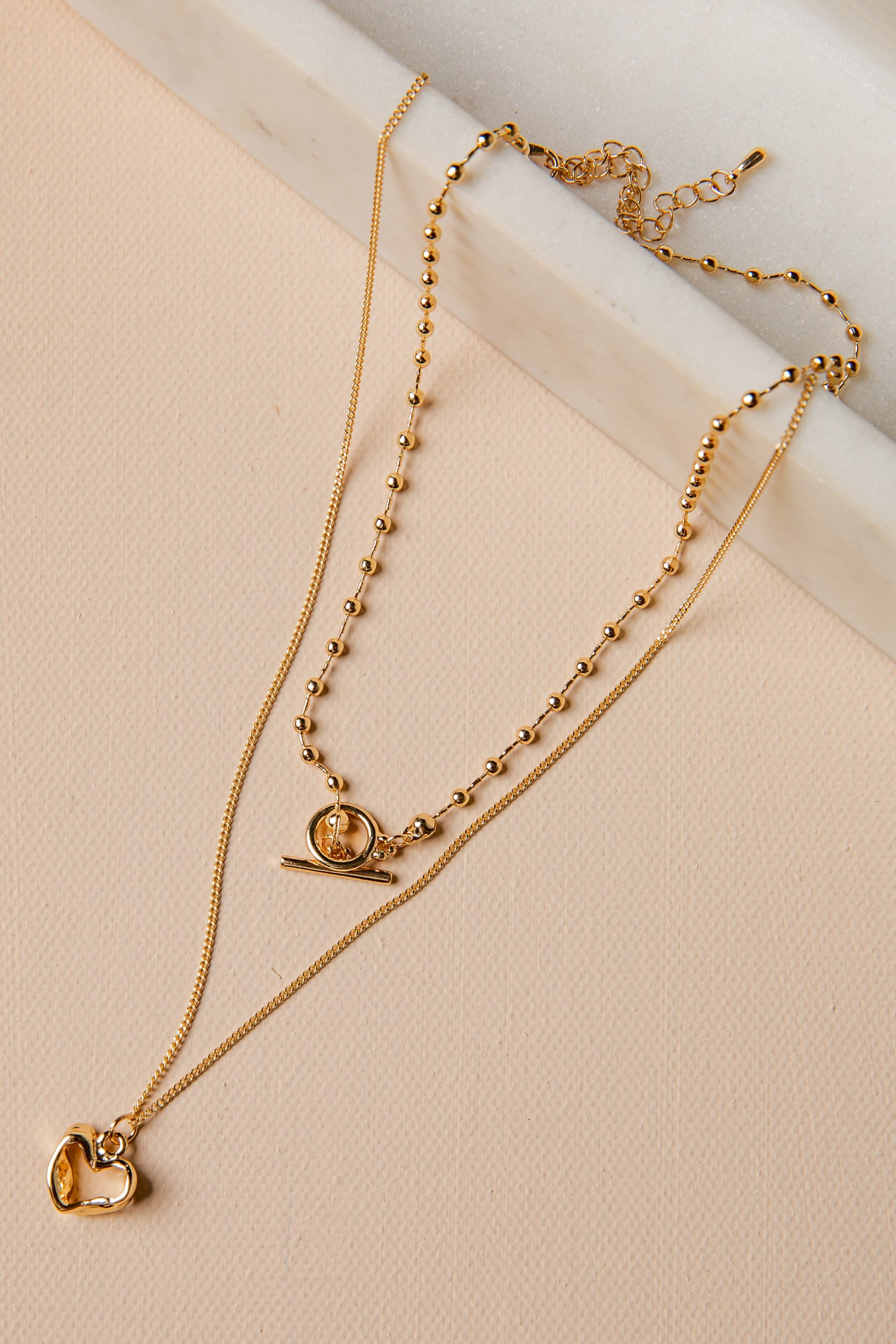 Aria Double-Layer Toggle Heart Gold Necklace - Image 3