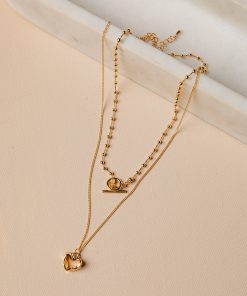 Aria Double-Layer Toggle Heart Gold Necklace