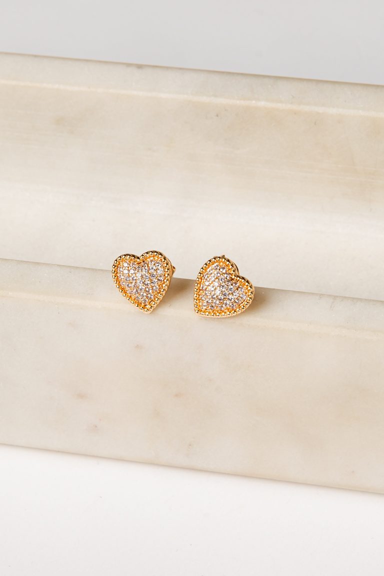 Cecily Gold Heart Stud Earrings