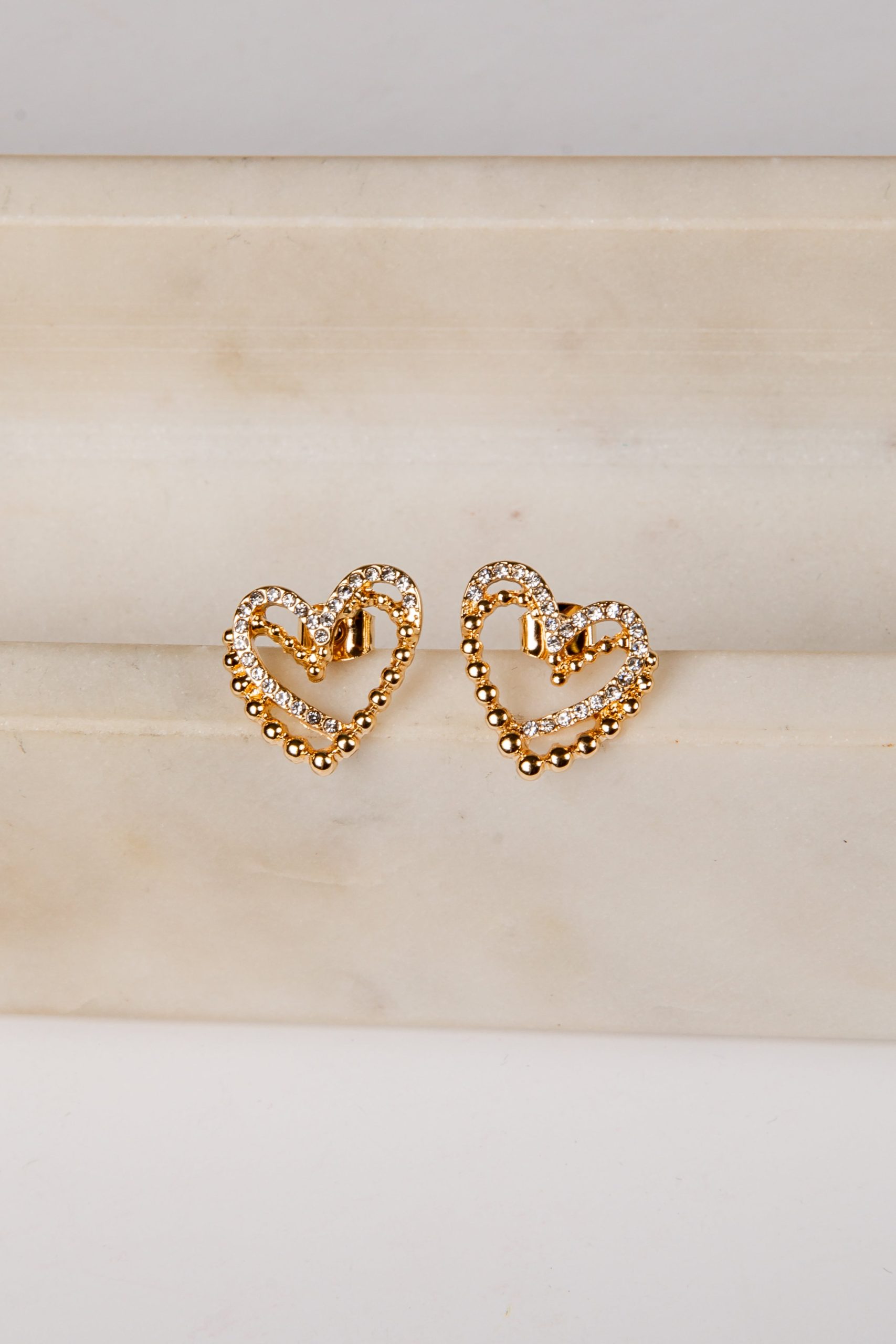 Skye Gold Heart Stud Earrings - Image 2