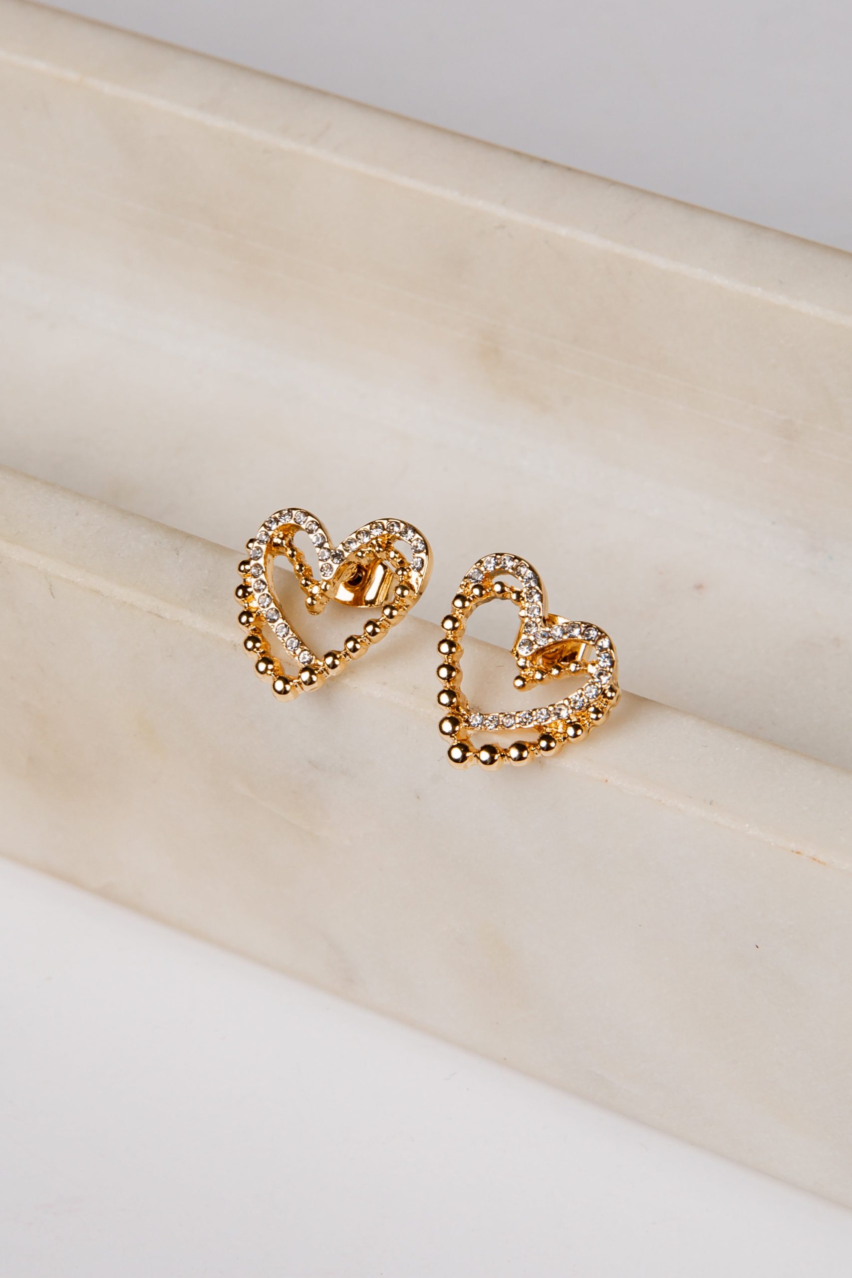Skye Gold Heart Stud Earrings - Image 3
