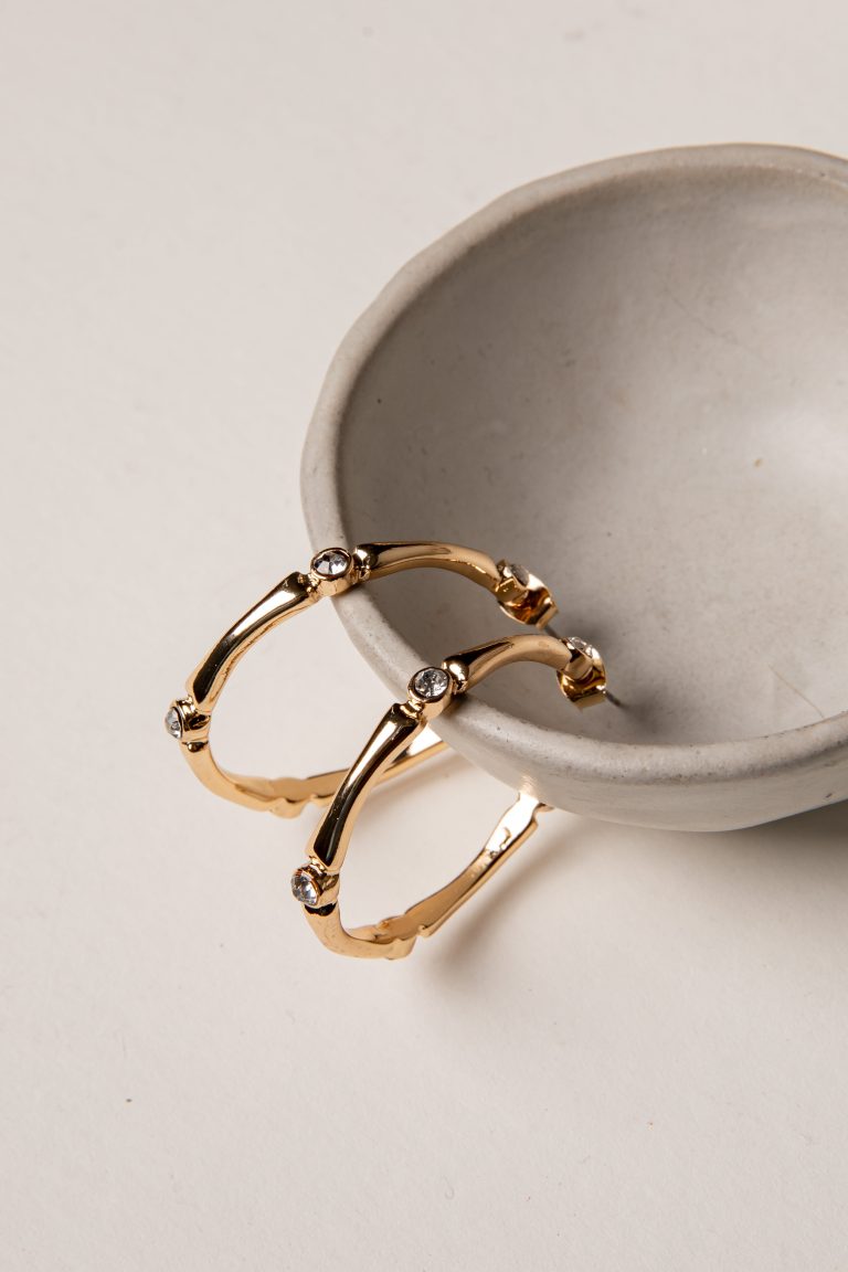 Ciara Gold Rhinestone Hoop Earrings