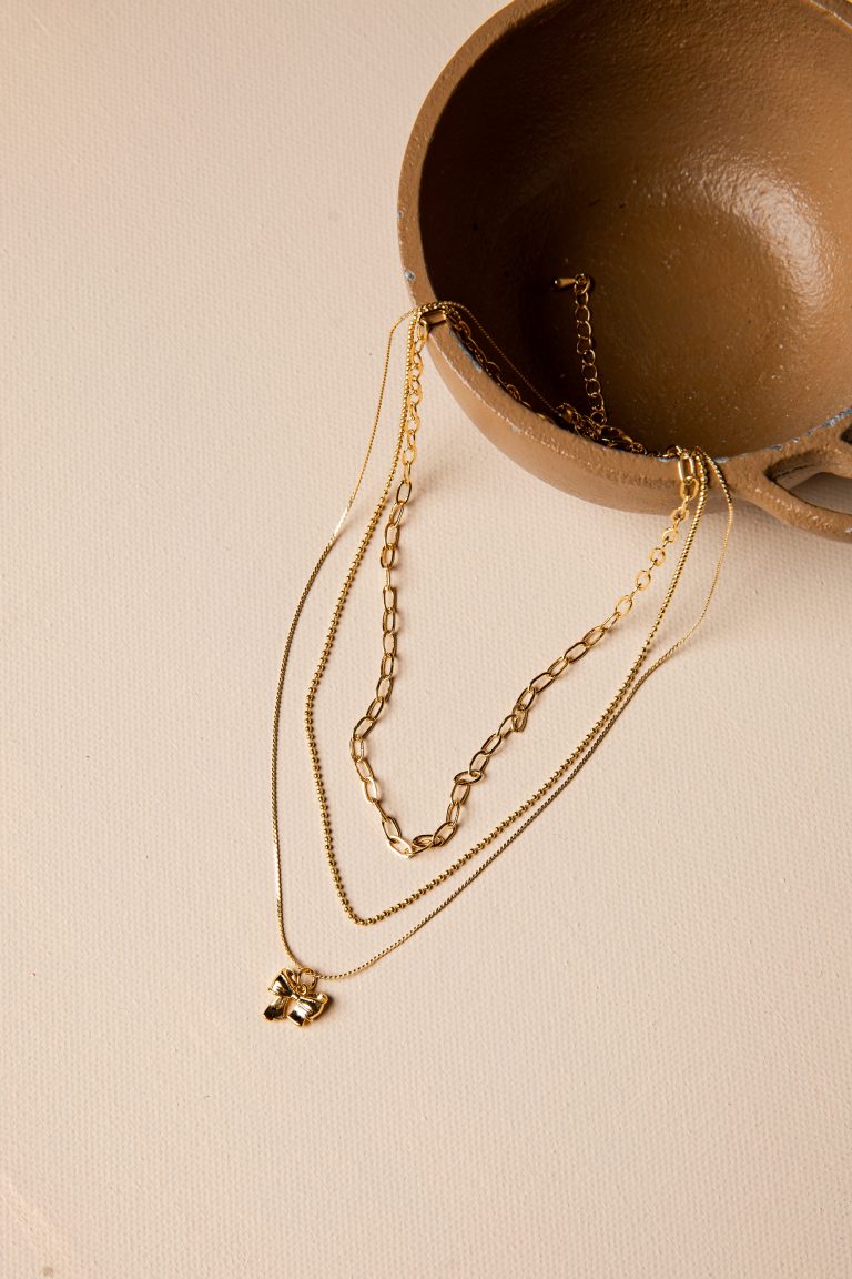 Lilah Golden Bow Layered Necklace