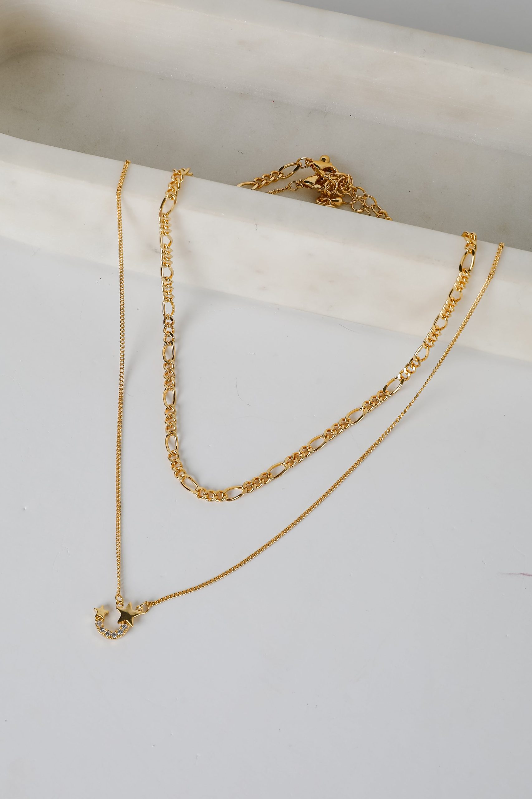 FINAL SALE - Hazel Gold Layered Chain Necklace - Image 3