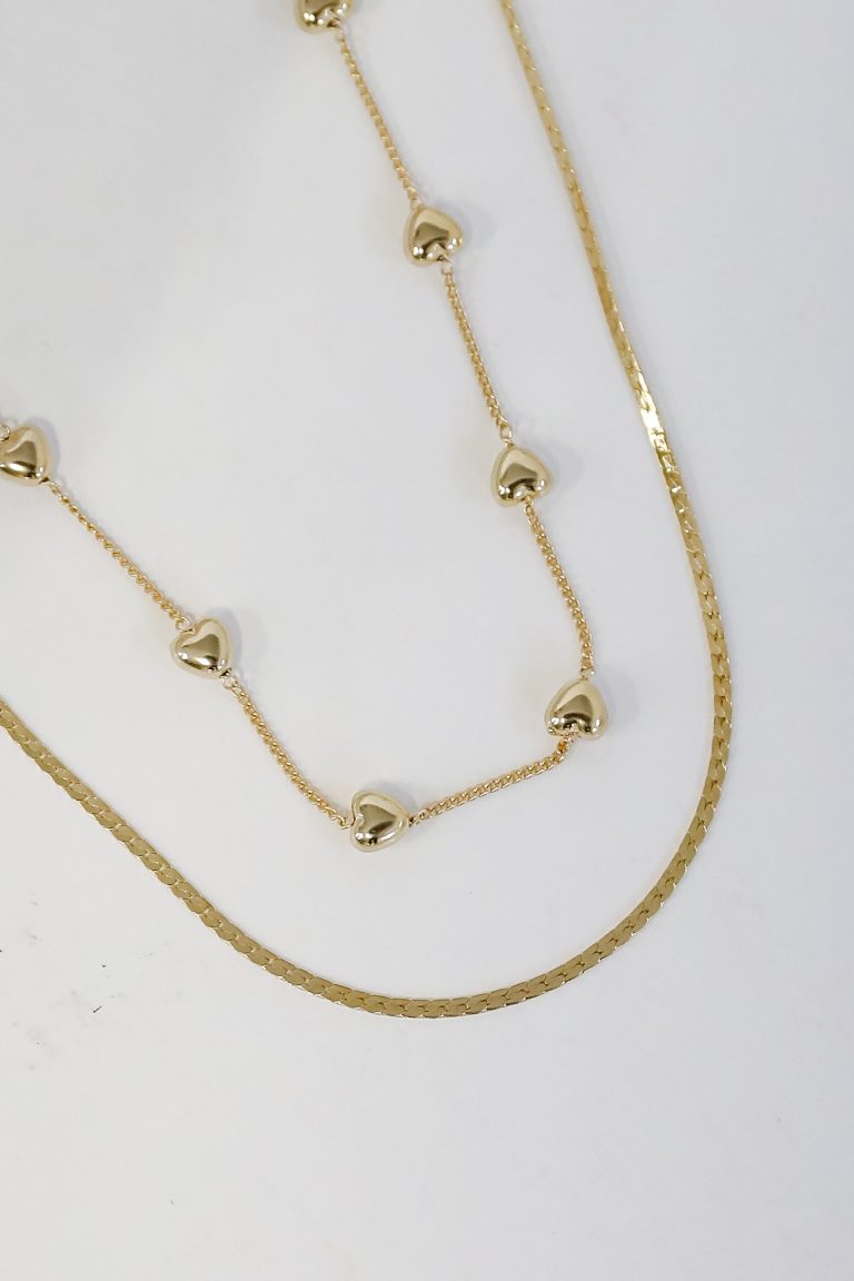 FINAL SALE - Aria Gold Heart Layered Chain Necklace