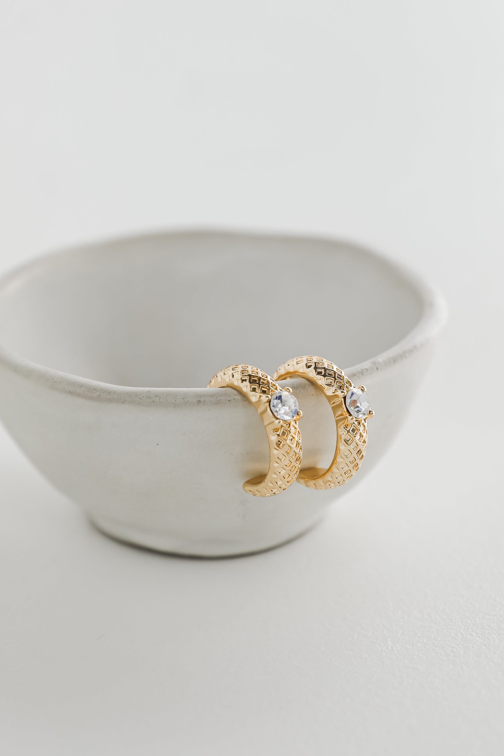 FINAL SALE - Maria Gold Rhinestone Hoop Earrings - Image 3