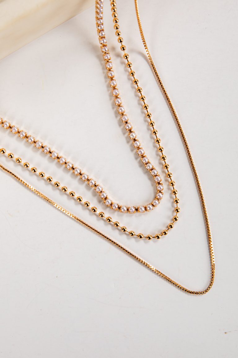 Sutton Gold Pearl Layered Chain Necklace