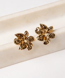 Maren Gold Petal Statement Earrings