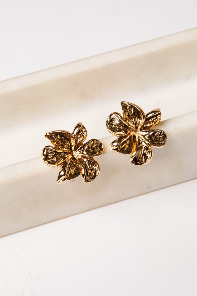 Maren Gold Petal Statement Earrings