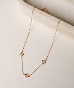 Peyton Gold Rhinestone Quatrefoil Necklace