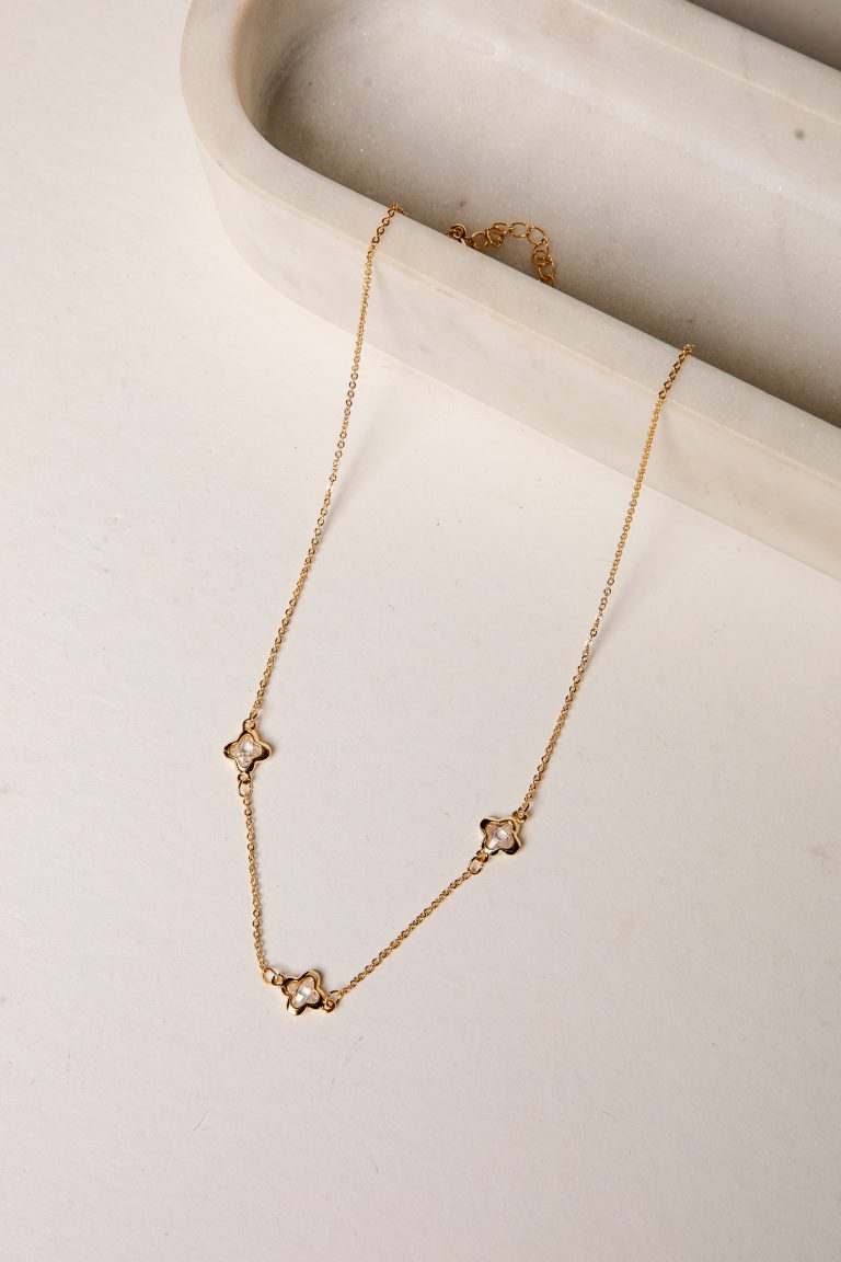Peyton Gold Rhinestone Quatrefoil Necklace