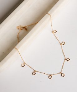 Wendy Quatrefoil Charm Gold Necklace