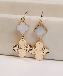 Lydia Gold Quatrefoil Drop Earrings