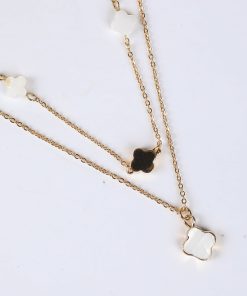 Sawyer Gold Quatrefoil Layered Chain Necklace