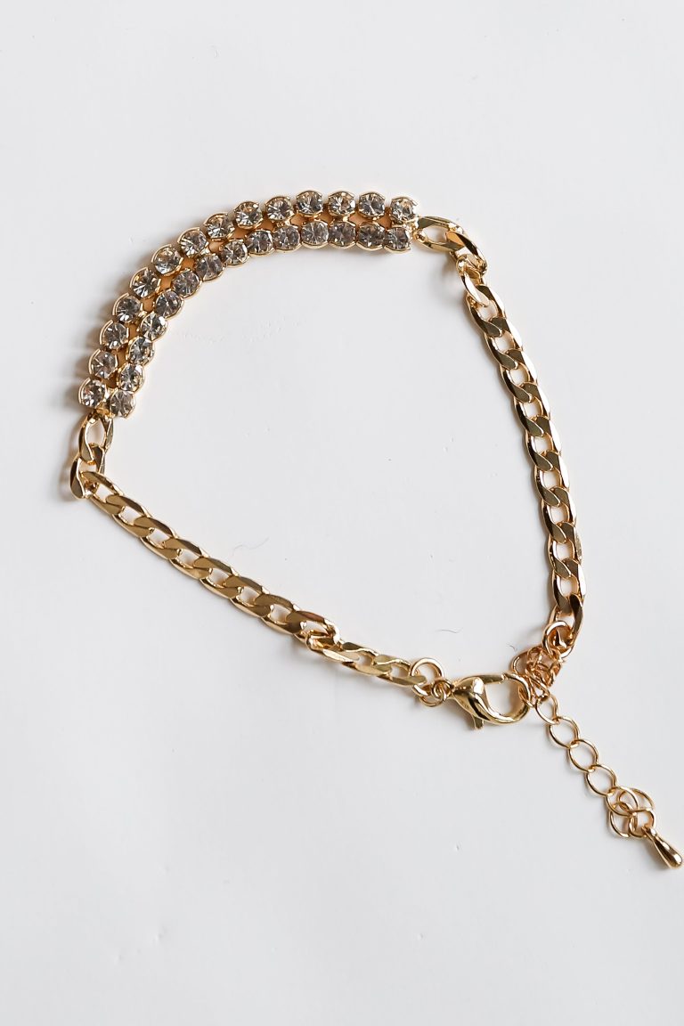 FINAL SALE - Aria Gold Rhinestone Chain Bracelet