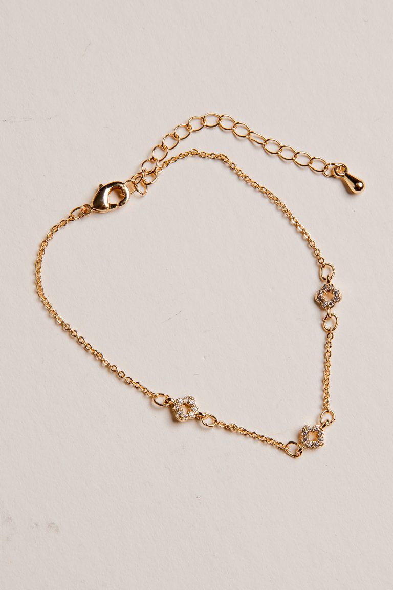Hailey Gold Rhinestone Charm Bracelet