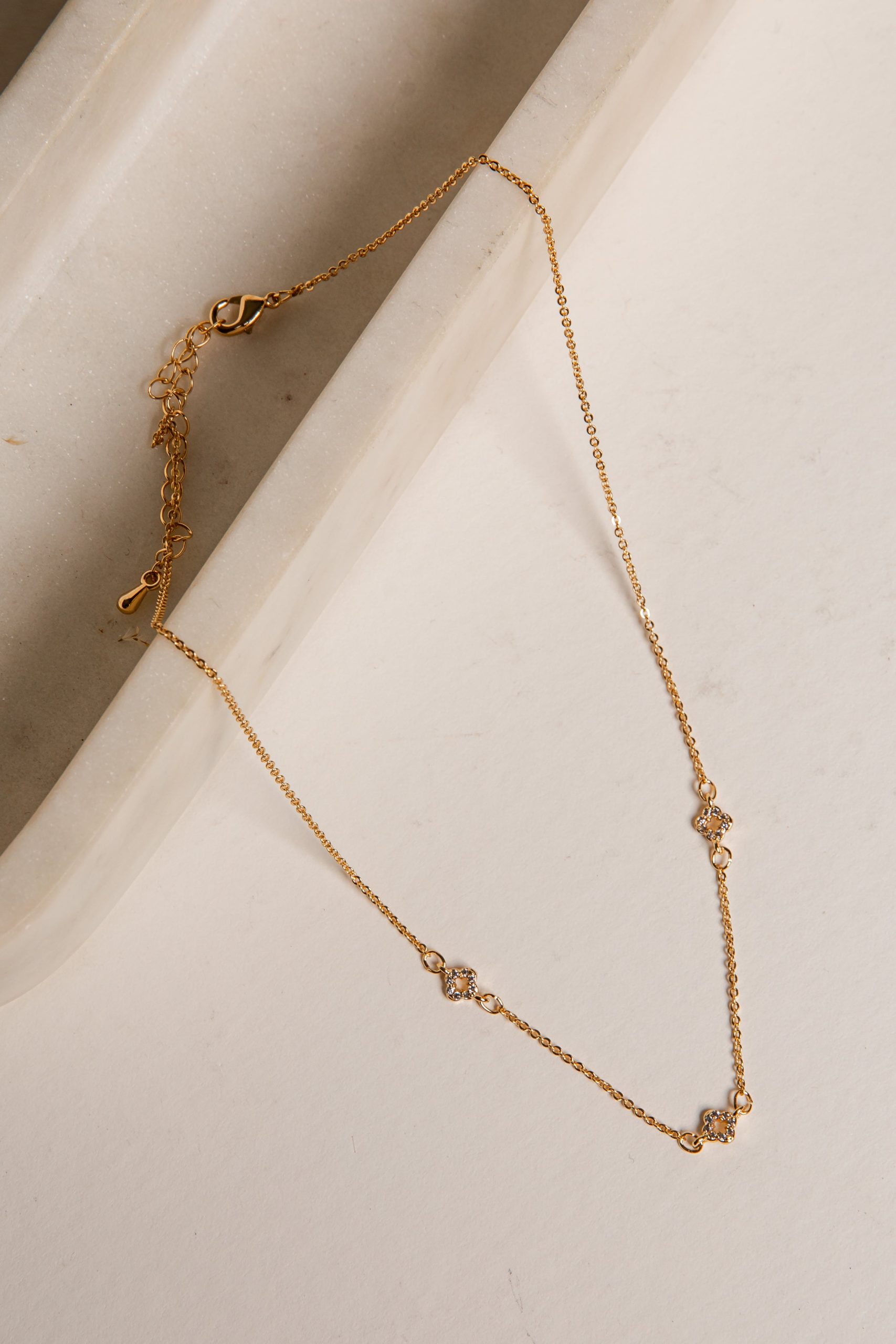 Hailey Gold Rhinestone Charm Necklace - Image 2