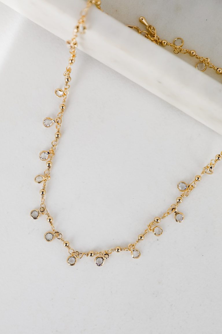 FINAL SALE - Margaret Gold Rhinestone Charm Necklace