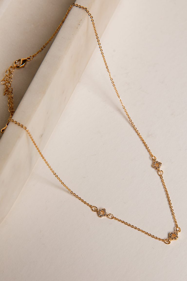 Hailey Gold Rhinestone Charm Necklace